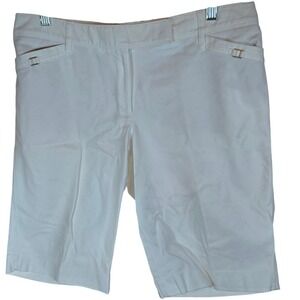 White‎ House Black Market Women's White Bermuda Shorts Size 10  Cotton Blend